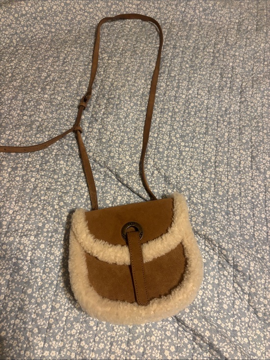 UGG Handbags - UGG Chestnut Brown Faux-Shearling Crossbody Bag